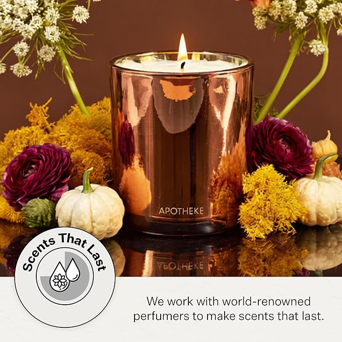 Apotheke 3-Wick Scented Candles for Home, Pumpkin Ginger - 10.5 oz Seasonal Soy Wax Jar Candle - Long-Lasting Fall Scented Fragrance with Perfume-Grade Fragrance Oils