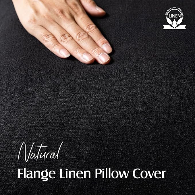 Foindtower Pack of 2, Decorative Linen Soild Throw Pillow Covers Soft Accent Lumbar Cushion Case Boho Farmhouse Pillowcase for Chair Couch Sofa Bedroom Living Room Home Decor 12 x 20 Inch Black