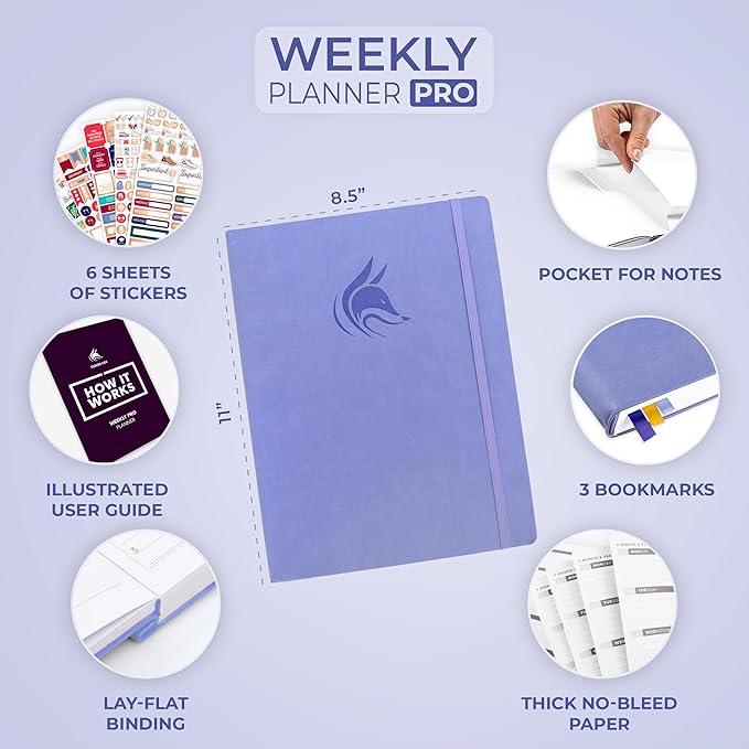 Clever Fox Planner PRO – Weekly & Monthly Life Planner to Increase Productivity, Time Management and Hit Your Goals, 8.5x11″ (Lavender)