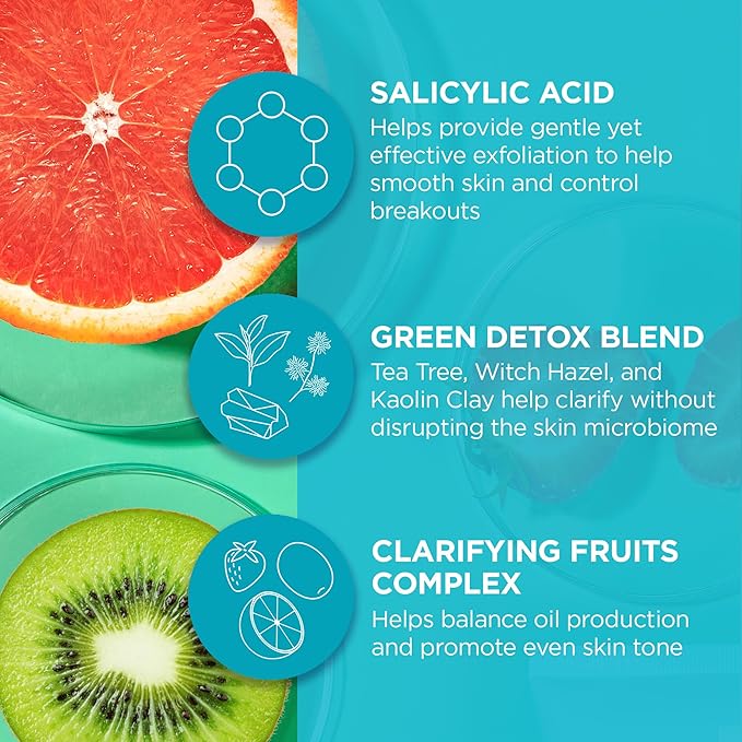 Andalou Naturals Body Lotion, Clarifying Grapefruit Skin Care, Lightweight, Gentle Exfoliating & Moisturizing Lotion with Salicylic Acid & Tea Tree for Skin Prone to Back Acne & Blemishes, 8 fl oz