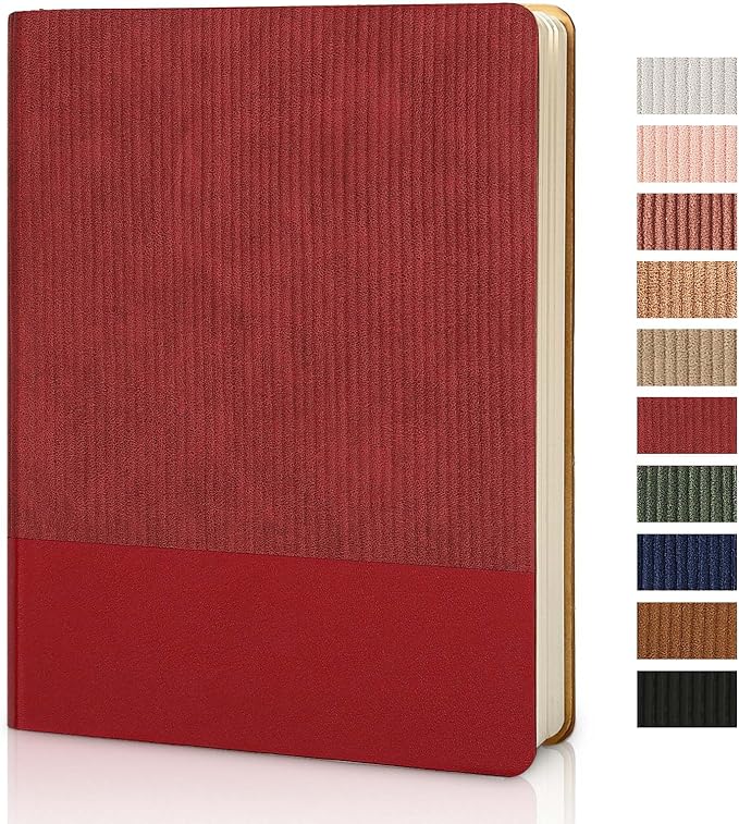 Lined Journal Notebook for Work College Ruled Note Book 5.79"x8.27"A5 PU Leather Daily Journaling 216 Pages for Women Men Writing Home School Supplies Business (B5 Lined 160pages, 08-Red)