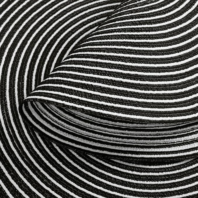 SHACOS 15 inch Round Braided Placemats Set of 6 Non Slip Washable Fabric Kitchen Table Place Mats Heat Resistant Table Mats for Home Wedding Party, Black White