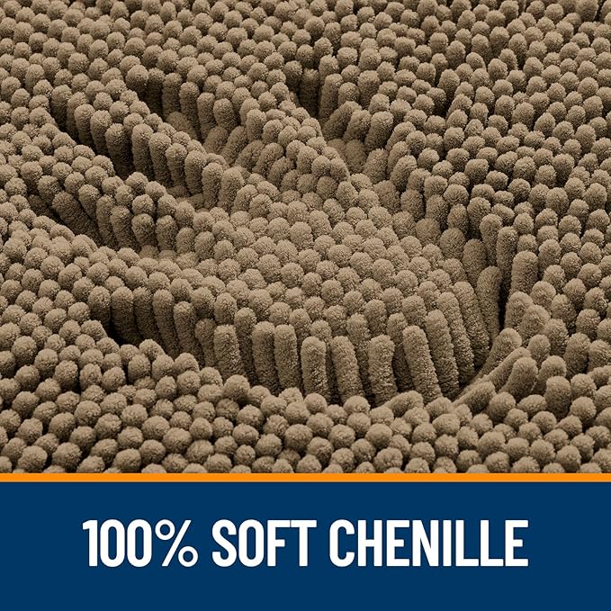 OLANLY Bathroom Rugs 47x24, Extra Soft Absorbent Chenille Bath Rugs, Rubber Backing Quick Dry, Machine Washable Bath Mats for Bathroom Floor, Tub and Shower, Home Decor Accessories, Tan