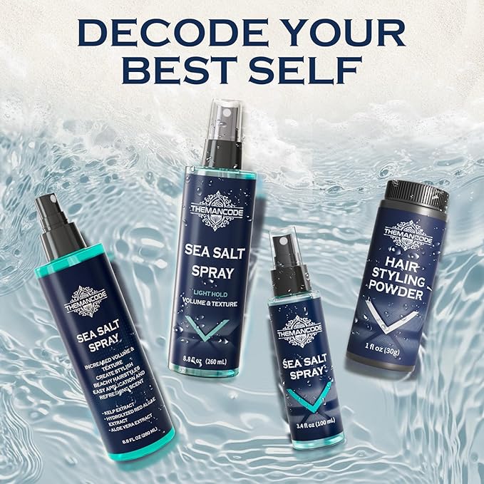 Sea Salt Spray for Men, Light Hold Thickness, Texturizing Hairspray, Stocking Stuffers for Man, Surf Spray Adds Instant Volume, Travel Essentials, Christmas Gift for Men, 8.8 Oz