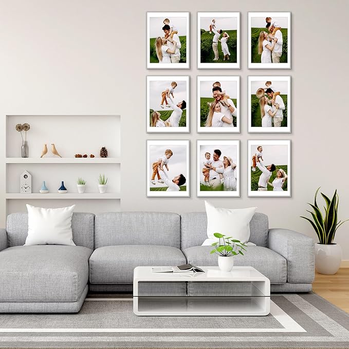 Golden State Art 18x24 Picture Frame 3 Pack - Aluminum Frames with 16x20 Removable Mats & Real Glass, Display 18x24 Posters or 16x20 Photos - Silver Gallery Wall Frames for Home Office Decor