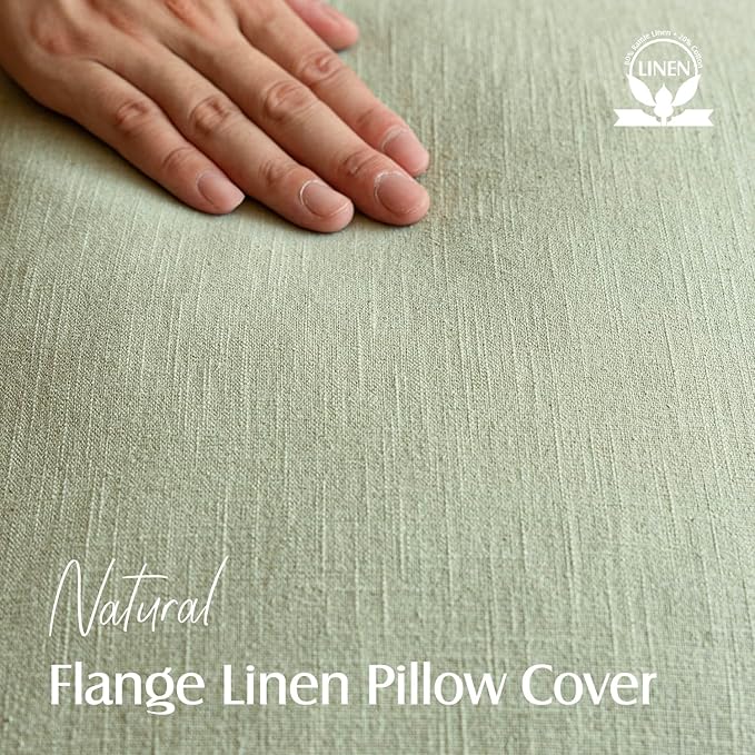 Foindtower Pack of 2, Decorative Linen Solid Throw Pillow Covers Accent Soft Cushion Case Farmhouse Boho Pillowcase for Couch Sofa Chair Bedroom Living Room Home Decor 18 x 18 Inch Light Sage Green