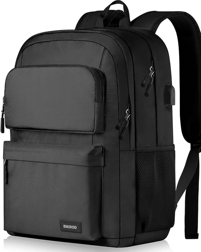 School Backpack for Teen Boys and Girls, Travle Laptop Backpack for men and women, Carry-on Lightweight Casual Black Bookbag with USB Charging Port Fit 17.3 Inch Laptop, Black