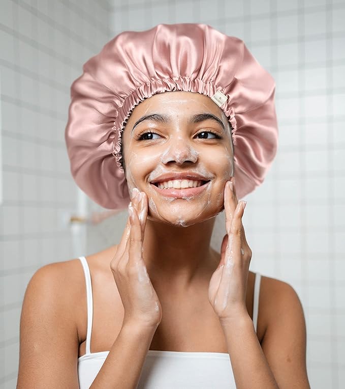 YANIBEST Adjustable Silk Bonnet Double Layer Satin Bonnet Hair Bonnet for Sleeping Bonnets for Women Hats Curly Natural Hair, Green