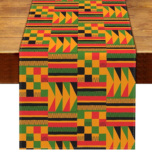 Nepnuser Kwanzaa Table Runner 108 Inches Long for Afro African American National Holiday Party Decoration Home Kitchen Dining Room Decor
