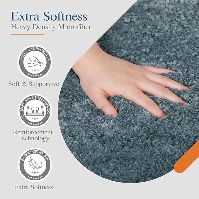 Walensee Large Bathroom Rug (24 x 60, Slate) Extra Soft and Absorbent Shaggy Bath Mat Machine Washable Microfiber Non Slip Luxury Floor Mat