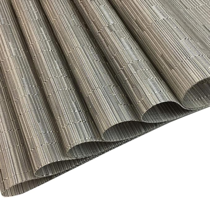 Red-A Placemats Set of 6 for Dining Table Heat-Resistant Washable Place Mats Woven Vinyl Kitchen Table Mats Easy to Clean,Silver Grey