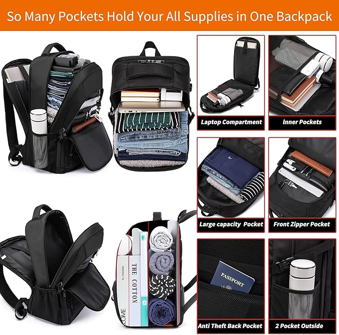 Extra Large Laptop Backpack for Women,Womens Business Travel Backpack with USB Port,Anti Theft Water Resistant College Daypack Padded Computer Bag Fits 17.3Inch Laptop Notebook,Red