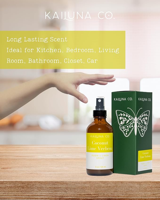Coconut Lime Verbena Artisan Natural Room and Linen Spray with Pure Essential and Fragrance Oils, Small Batch, Made in California (4 oz)