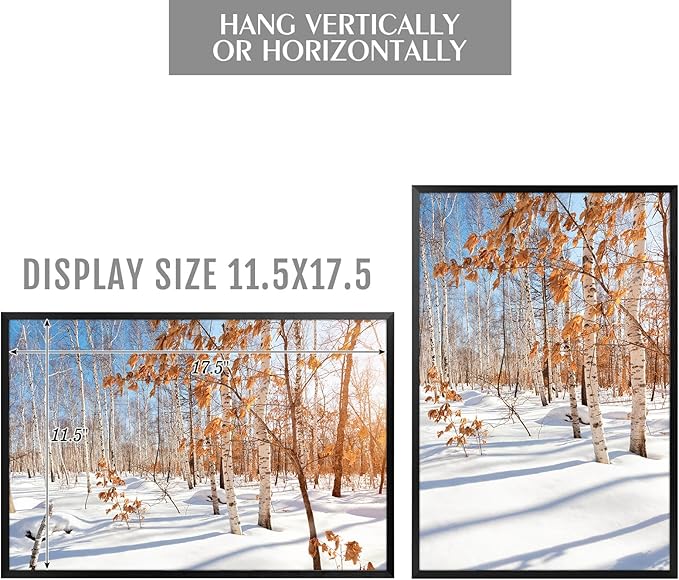 Golden State Art, 12x18 Aluminum Picture Frame, Black Metal Thin Poster Frames for 12 x 18 inch Photo, Acrylic Front, Wall Hook for Horizontal or Vertical Display, 3 Pack