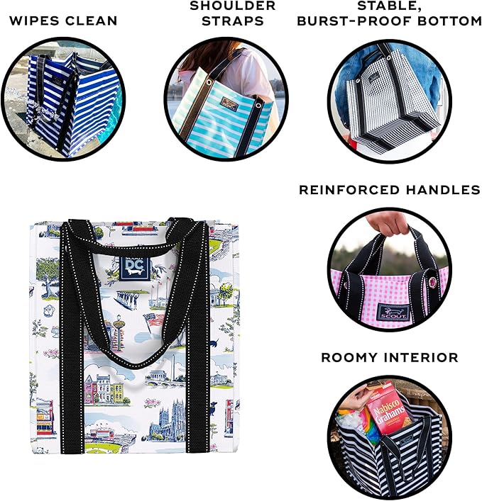 SCOUT Bagette Market Tote, Large Reusable Grocery Bag with Burst-Proof Bottom