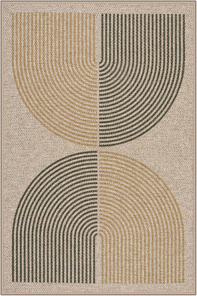 Lahome Rainbow Easy Jute Rug, 2x3 Entryway Rug Indoor Outdoor Front Door Mat, Farmhouse Neutral Non Slip Non Shedding Washable Kitchen Mats for Floor Foyer