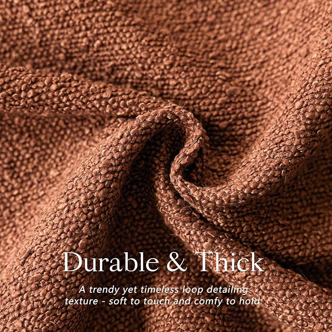 Foindtower Pack of 2, Decorative Textured Boucle Throw Pillow Covers Accent Solid Pillow Cases Neutral Couch Cushion Case for Chair Sofa Bedroom Living Room Home Decor 22x22 Inch Burnt Orange Hazel