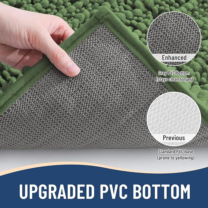 Arotive Luxury Chenille Bathroom Rug Mat, Extra Soft Thick Absorbent Shaggy Bath Rugs, Non-Slip Machine Wash Dry, Plush Bath Mats for Bathroom, Shower and Tub, 30x20, Olive Green