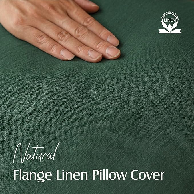 Foindtower Pack of 2, Decorative Linen Soild Throw Pillow Covers Soft Accent Lumbar Cushion Case Boho Farmhouse Pillowcase for Chair Couch Sofa Bedroom Living Room Home Decor 12 x 20 Inch Pine Green