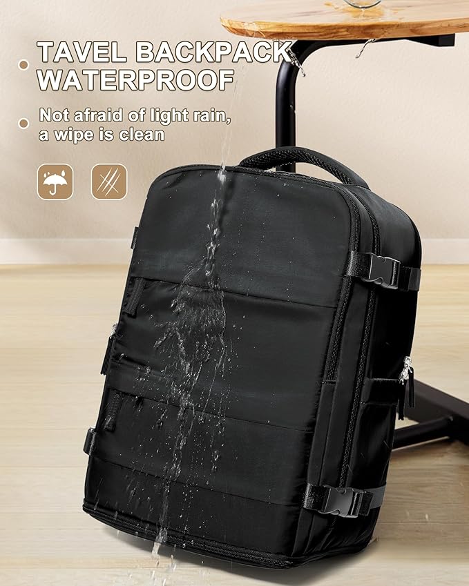 coowoz Large Travel Backpack Carry On for Women Man Black Waterproof Gym Backpacks with Laptop Compartment Mochila de Viaje Teacher Personal Item Backpack Rucksack Airplane Accessories Must Haves