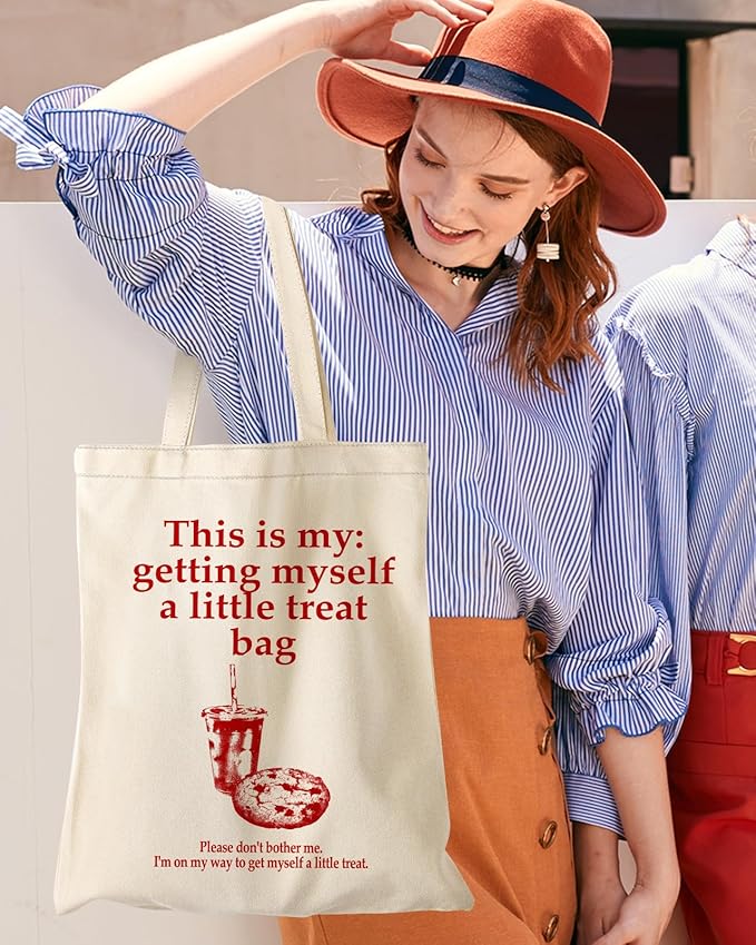 Canvas Tote Bag with Pocket - Aesthetic Cute Canvas Bag for Women Shoulder Totes for Shopping, Work, Gym