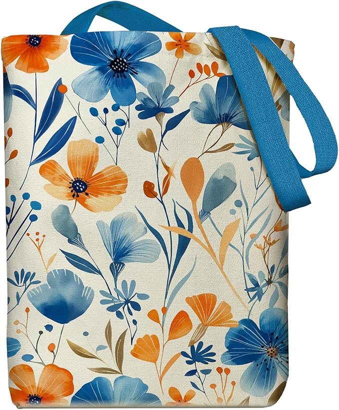 Tote Bag for Women, Reusable Zippered Canvas Bag with Handles Pocket Thick Canvas, for Grocery Shopping Beach Gift