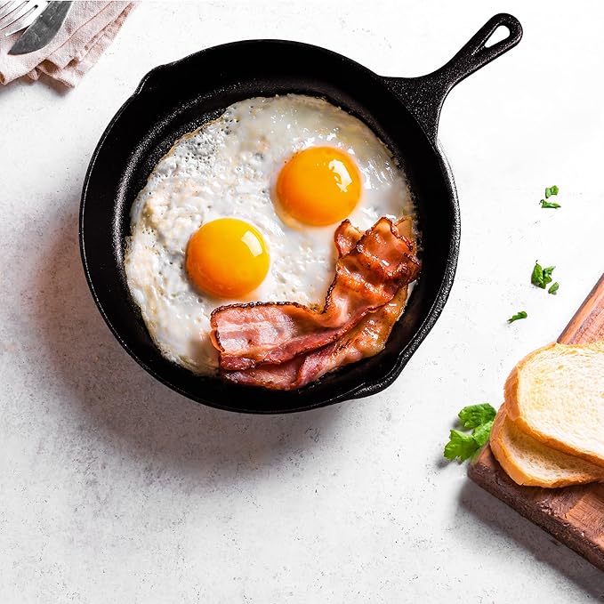 Utopia Kitchen Cast Iron Frying Pan 6.5 Inch, Cast Iron Chefs Pan, Pre Seasoned Skillet, Safe Grill Cookware for Indoor & Outdoor Use, Black