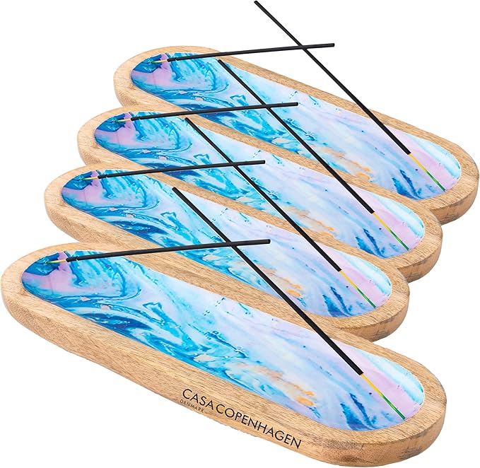 Casa Copenhagen Wooden Incense Holder & Incense Ash Catcher, Pack of 4, Modern Incense Stick Holder for Gifting & Décoration of Home,Yoga,Spa,Hotel - Spiral Galaxy