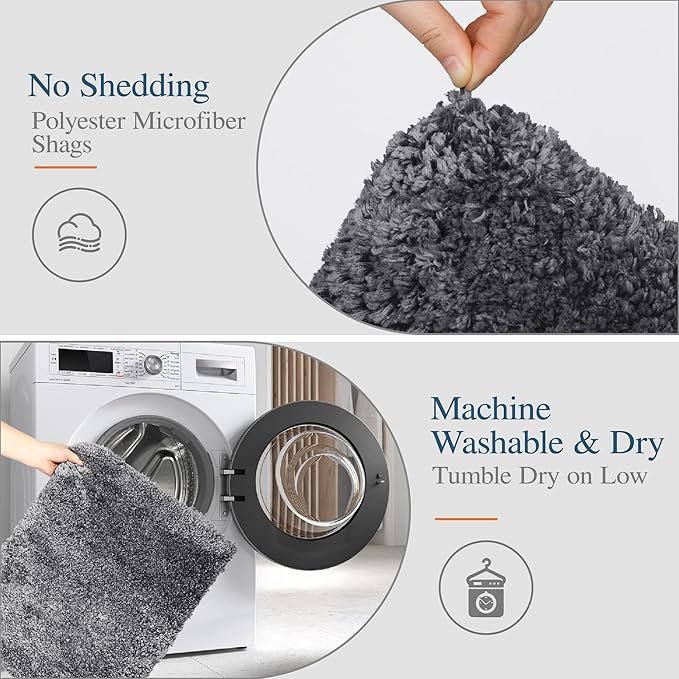Walensee Large Bathroom Rug (24 x 48, Dark Grey) Extra Soft and Absorbent Shaggy Bath Mat Machine Washable Microfiber Non Slip Luxury Floor Mat