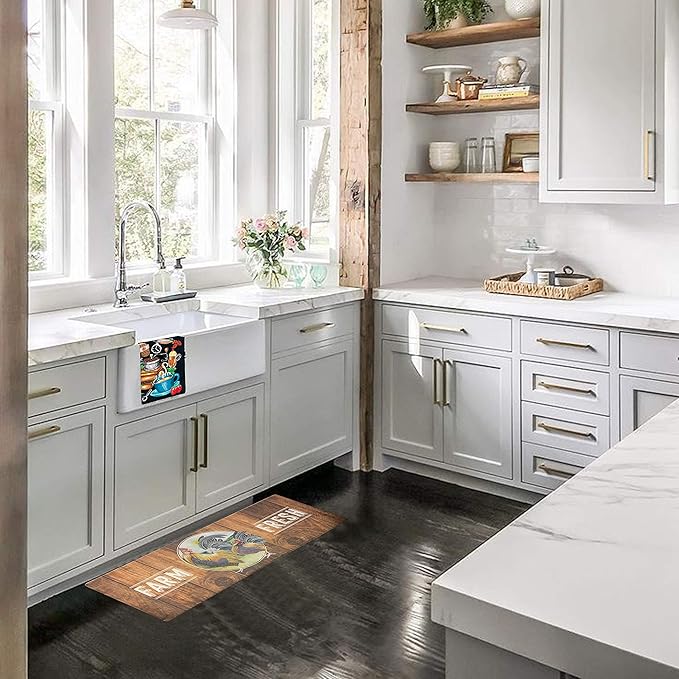 UpNUpCo Artistic Beautiful Anti Fatigue Kitchen Floor Mat - Unique Floor Mats - Pain Relief Padded Kitchen Mats - Floor Mats in Front of Sink - Memory Foam 47" X 17.5" X 10mm Rooster