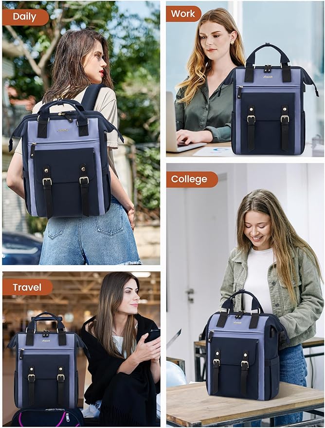 LOVEVOOK Laptop Backpack for Women, Work Bags Teacher Computer Laptop Bag, Large Travel Backpack, Stylish College Backpack Purse, Business Nurse Bags, Casual Daypack, 17 Inch