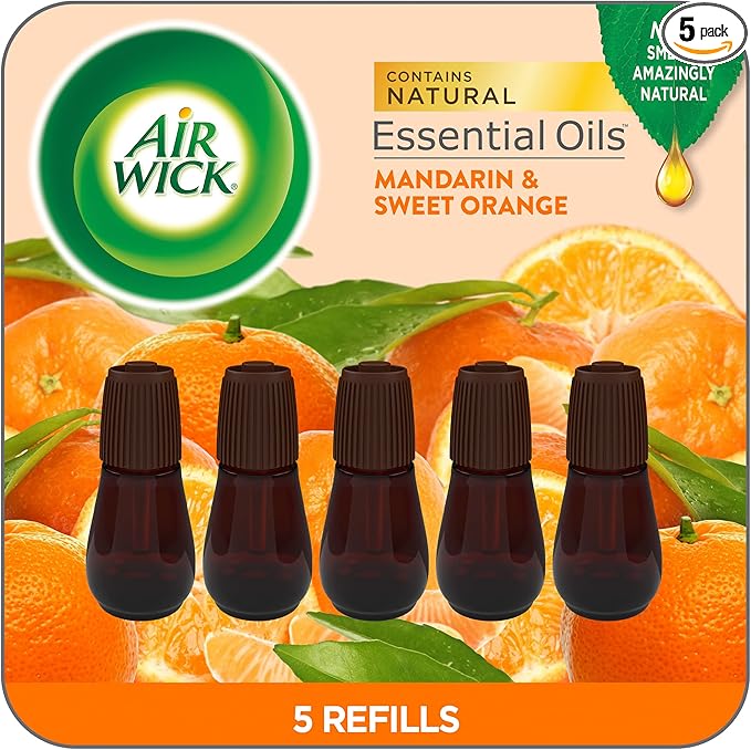 Air Wick Essential Mist Refill, 5 ct, Mandarin & Sweet Orange, Essential Oils Diffuser, Air Freshener