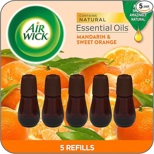 Air Wick Essential Mist Refill, 5 ct, Mandarin & Sweet Orange, Essential Oils Diffuser, Air Freshener
