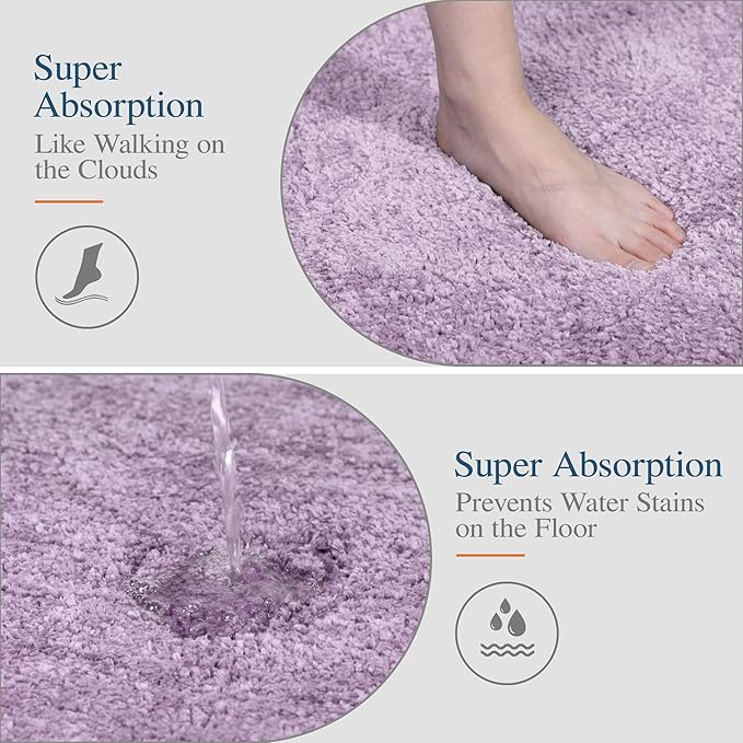 Walensee Large Bathroom Rug (24 x 48, Lavender) Extra Soft and Absorbent Shaggy Bath Mat Machine Washable Microfiber Non Slip Luxury Floor Mat