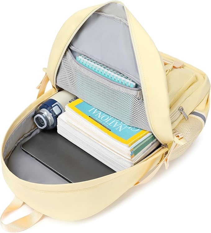 abshoo Big Student Laptop Backpack For College Women Middle High School Teen Girls Bookbag Travel Daypack (Cream)