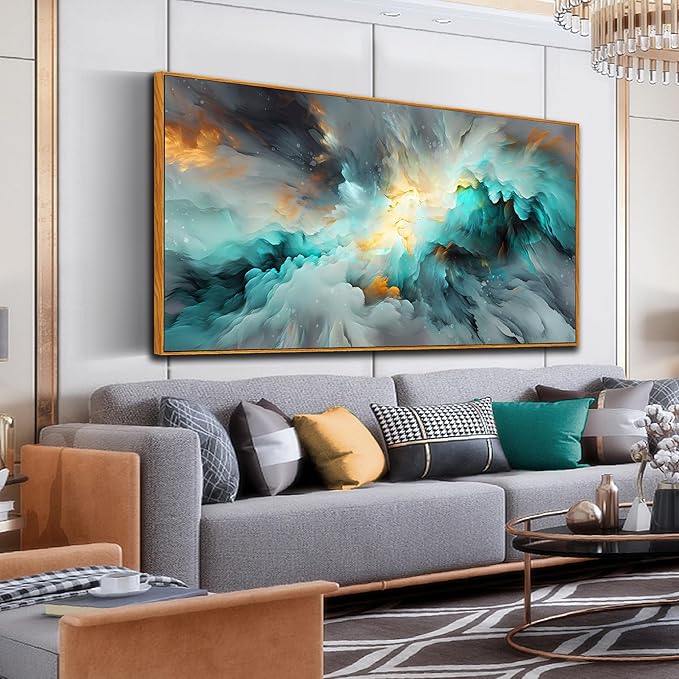 Large Abstract Canvas Wall Art - Office Art Wall Decor - Framed Wall Art for Living Room Ready to Hang Size 29" x 59"