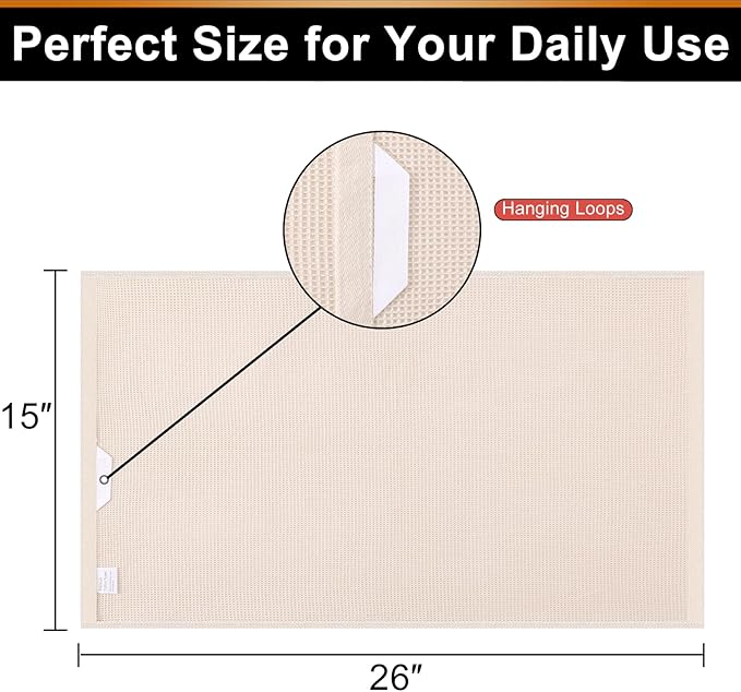 Homaxy 100% Cotton Waffle Weave Kitchen Towels - 6 Pack Soft and Absorbent Dish Towels - 16 x 26 Inches Quick Dry Hand Towels - Beige