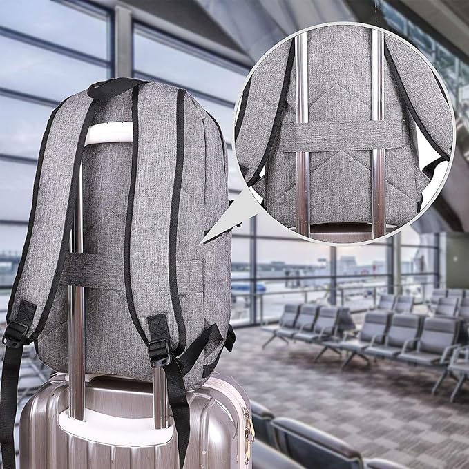 Laptop Backpack for unisex,Anti Theft Water Resistant Travel Work Backpack with USB Charging and Lock 15.6 Inch Computer Bag, Grey