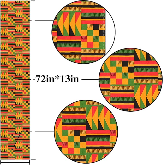 Nepnuser African Print Table Runner Juneteenth Decorations Kwanzaa Kente National Holiday Party Supply Home Kitchen Dining Room Decor