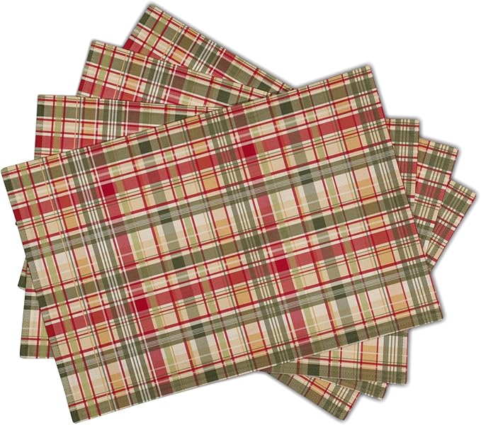 Giwawa 4PCs Fall Placemats 12x18 Inch Autumn Buffalo Plaids Place Mat Washable for Kitchen Dining Thanksgiving Checkered Non Slip Heat Resistant Table Mats for Tabletop Holiday Farmhouse Decor
