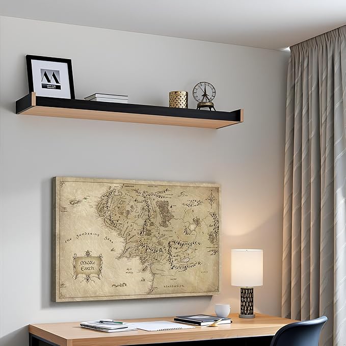 Middle Earth Map Wall Art Canvas Print - Fantasy Map of Middle Earth - 28''H x 40''W with Inner Wooden Frame - Lightweight & Easy to Hang - Perfect for Bedroom, Game Room Decor