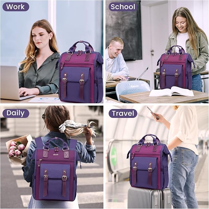 LOVEVOOK Laptop Backpack for Women Work Travel Computer Backpacks Purse, Doctor Nurse Bag Teacher Business Laptop Bag, Fashion College Backpack Casual Daypack, 17inch