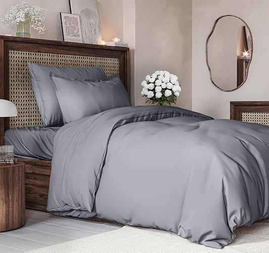 Duvet Cover Twin/Twin XL Size Set - Extra Soft Duvet Cover 68 x 90 with 1 Pillow Sham - Hotel Luxury, Easy Care and Fade Free with Zipper Closures & Ties - Comfy, Breathable Bedding Set (Steel Blue)