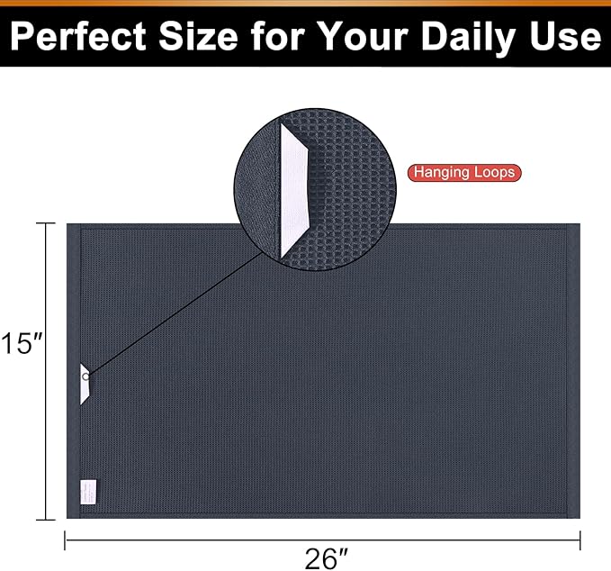 Homaxy 100% Cotton Waffle Weave Kitchen Towels - 6 Pack Soft and Absorbent Dish Towels - 16 x 26 Inches Quick Dry Hand Towels - Dark Grey