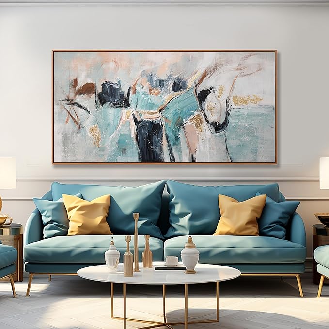 Dimpaga Abstract Wall Art Framed Ready To Hang Home Decor Artwork Wall Art Colorful Fantasy Graffiti Prints Canvas Painting For Living Room Bedroom Office Apartment Decoration 24"X48"