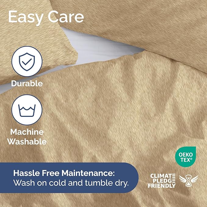 Duvet Cover Cal King Size Set - Extra Soft Cal King Size Duvet Cover 104 x 98 with 2 Pillow Shams - Hotel Luxury & Fade Free w/Zipper Closures & Ties - Comfy Breathable Bedding Set (Heathered Tan)