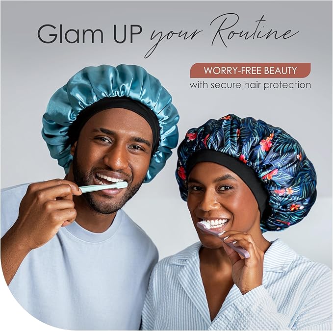 Satin Bonnet Adjustable Sleeping Silk Bonnet Black Women Men Double Layer Satin Silk Sleep Cap Hair Wrap Large Curly Hair