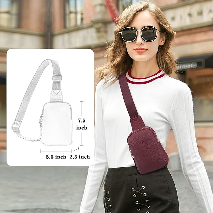 INICAT Travel Small Sling Bag Leather Crossbody Bags for Women Fanny Packs Cross Body Bag for Woman Cross Body Purses