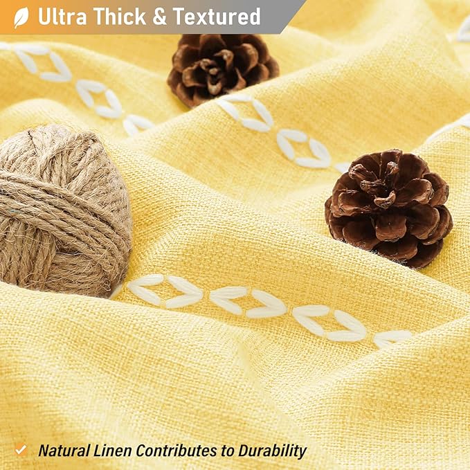 BTTN Stall Shower Curtain - 60x72 Narrow Boho Farmhouse Linen Vintage Striped Fabric Shower Curtain Set with 10 Hook, Bohemian Cottage Decorative Heavy Duty Cloth Shower Curtains for Bathroom - Yellow