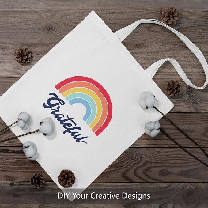 TOPDesign 6-Pack Economical 16"x15" White Cotton Tote Bag, Lightweight Medium Reusable Grocery Shopping Cloth Bags, Suitable for DIY, Advertising, Promotion, Gift, Activity